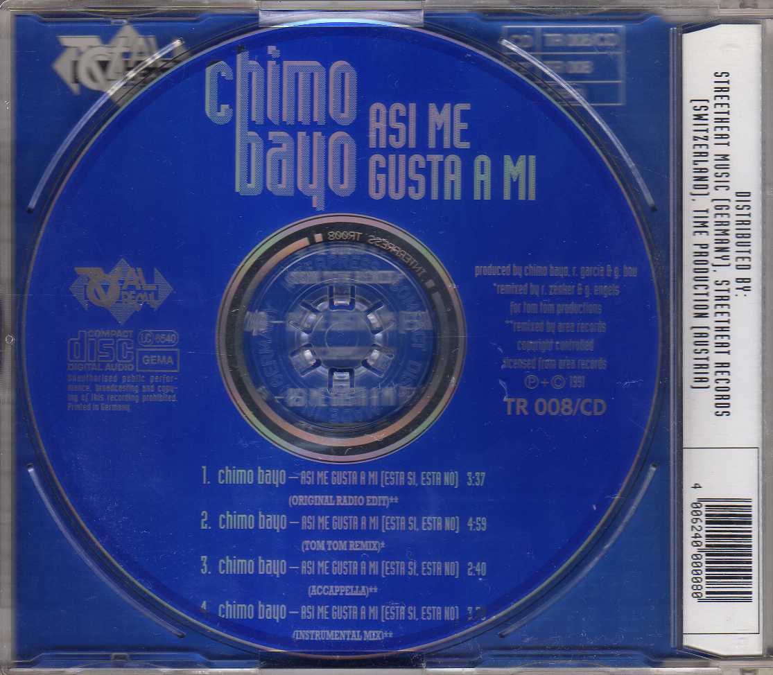 Chimo Bayo Asi Me Gusta A Mi Tom Tom Remix Cdm Eurodance 90 Cd Shop