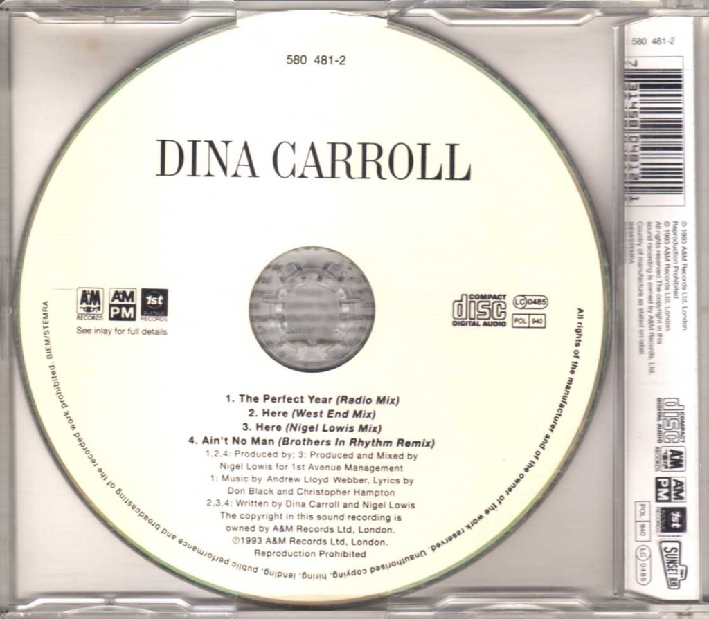 Dina Carroll – The Perfect Year / Here – CDM | Eurodance 90 CD shop